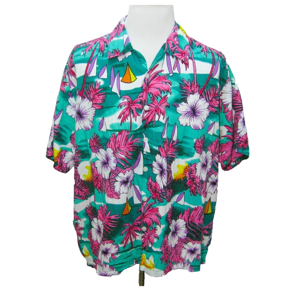 Pineapple Hawaiian Shirt Mens 3XL Short Sleeve Tropical Aloha 100% Cotton Top